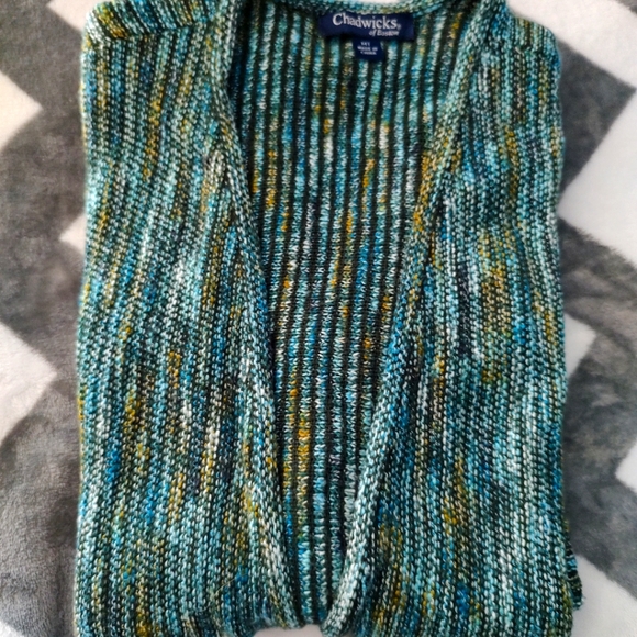 Long cardigan. Marled turquoise, geen and more. New. Size small. - Picture 8 of 11